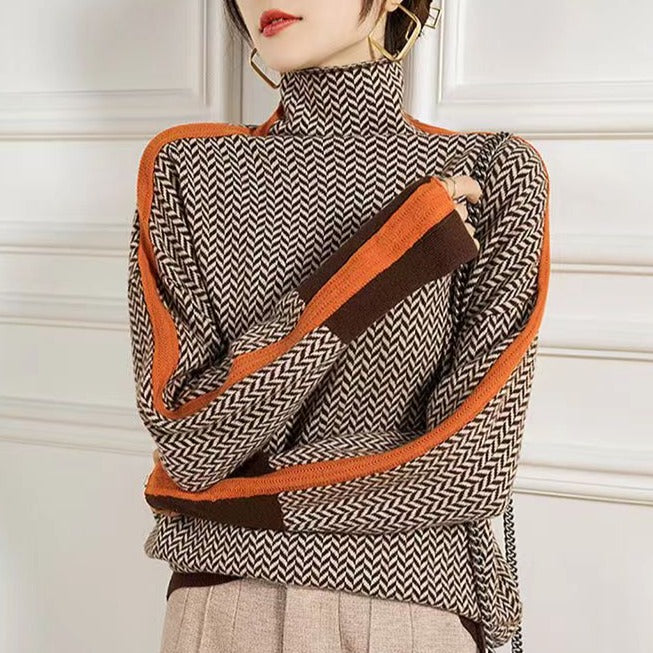Karolina - Geometrisch gestrickter Rollkragenpullover 2