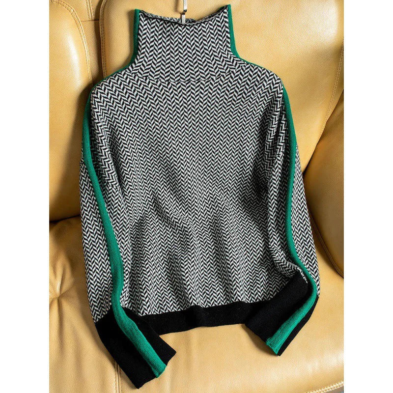 Karolina - Geometrisch gestrickter Rollkragenpullover 3