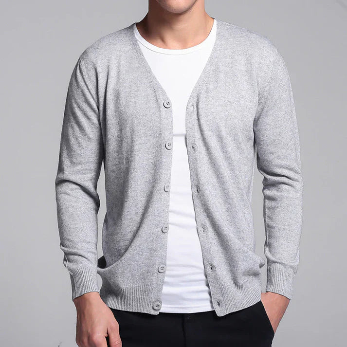 Klassische Strickjacke mit V-Ausschnitt und Knopfleiste für Männer 1