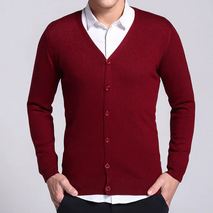 Klassische Strickjacke mit V-Ausschnitt und Knopfleiste für Männer 2