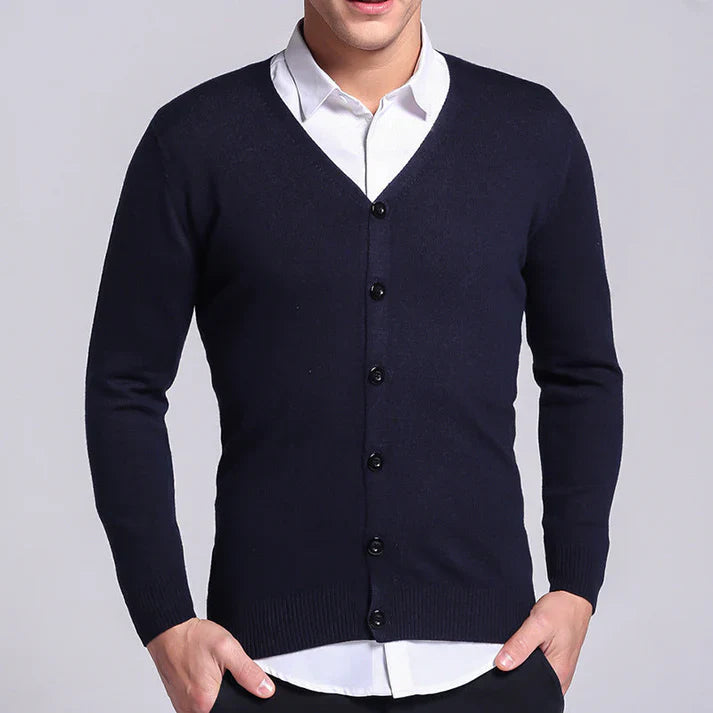Klassische Strickjacke mit V-Ausschnitt und Knopfleiste für Männer 6
