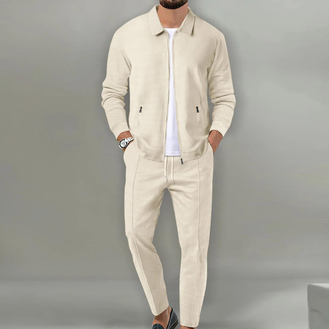 Klassisches Urbanes Herren-Cardigan-Set – Slim-Fit Jacke & Hose für Business & Freizeit 0