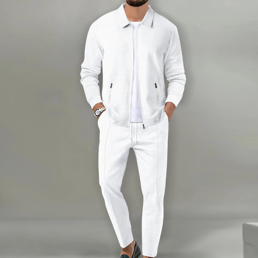 Klassisches Urbanes Herren-Cardigan-Set – Slim-Fit Jacke & Hose für Business & Freizeit 1
