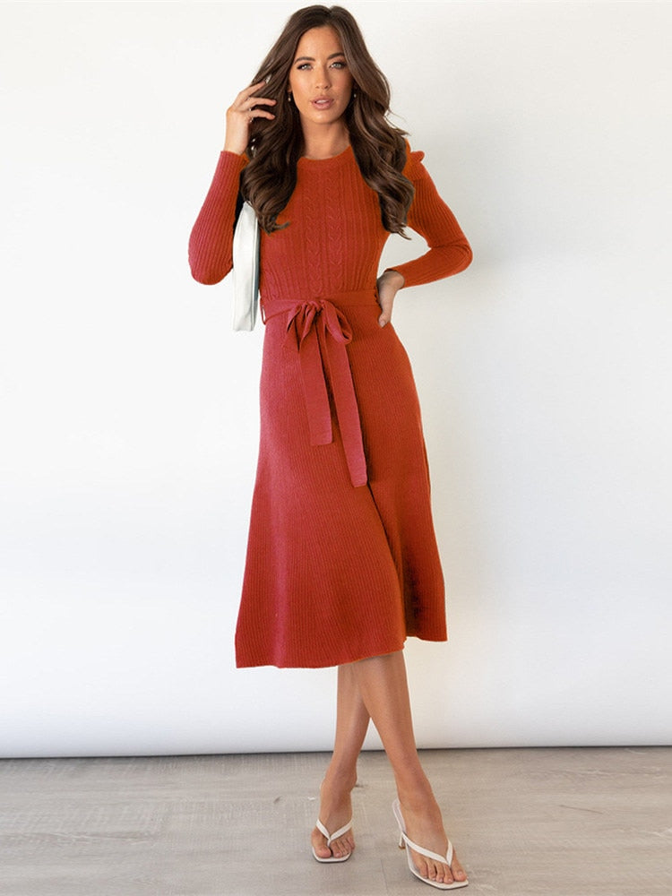 Knitted langärmeliges Kleid 3
