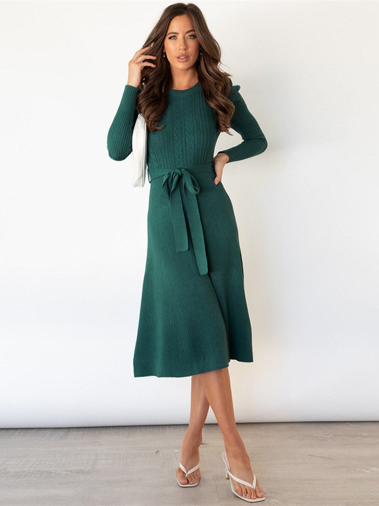 Knitted langärmeliges Kleid 4