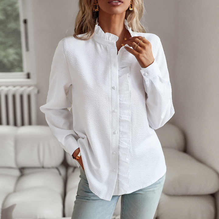Langärmelige Bluse mit Rüschen für Frauen 2