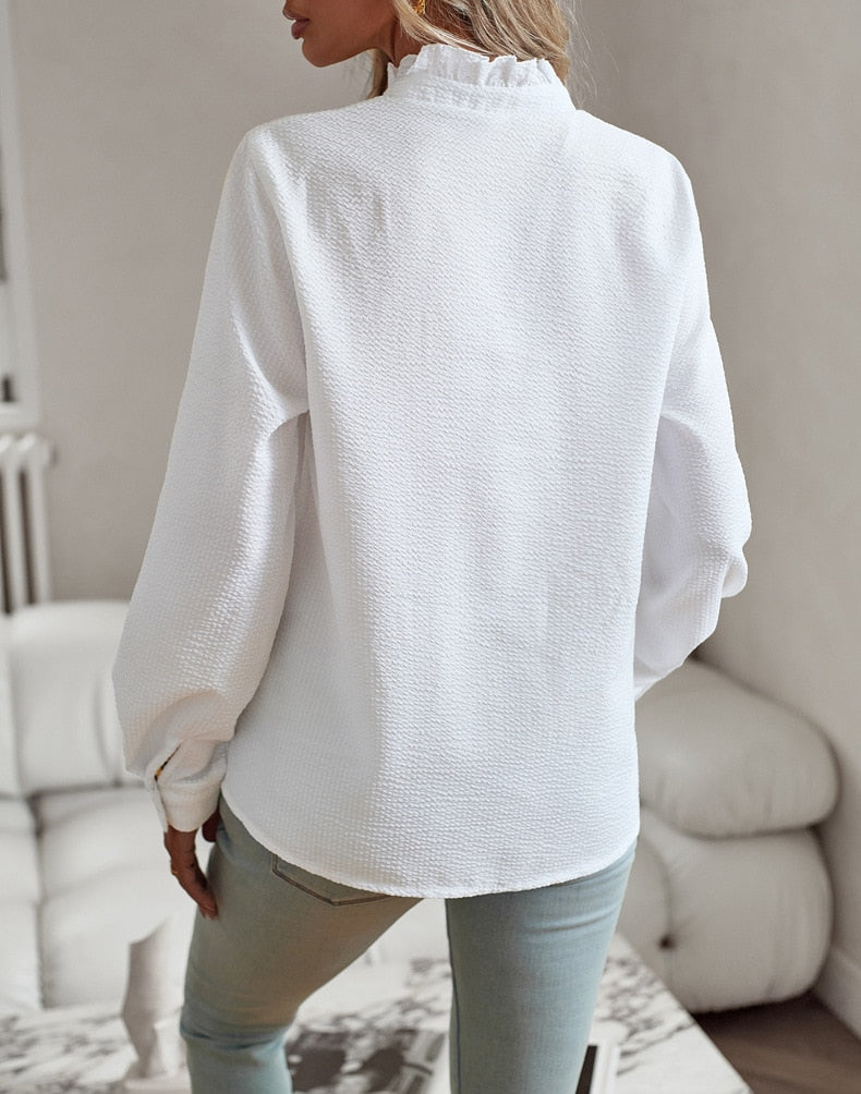 Langärmelige Bluse mit Rüschen für Frauen 3