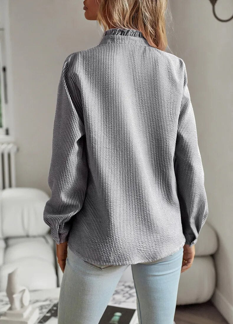 Langärmelige Bluse mit Rüschen für Frauen 5