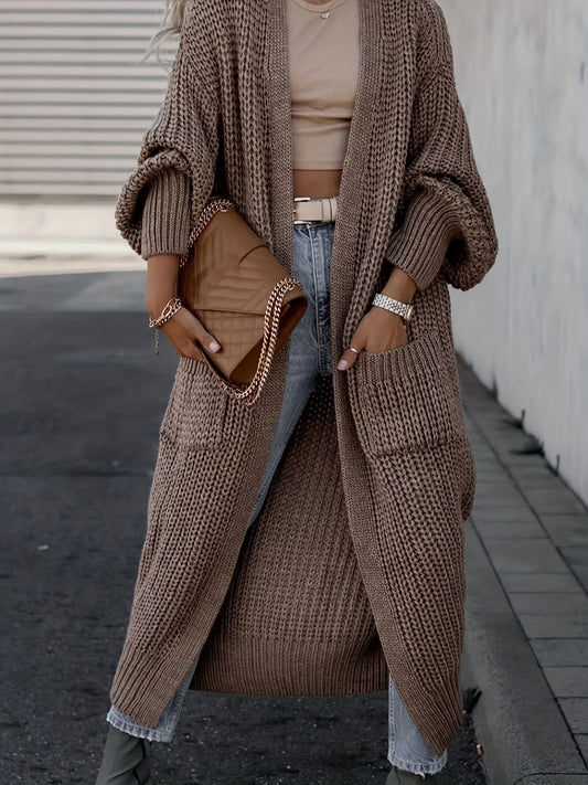 Lässiger Strickcardigan aus Wolle mit Taschen für Damen | Perfekt für den Alltag 0