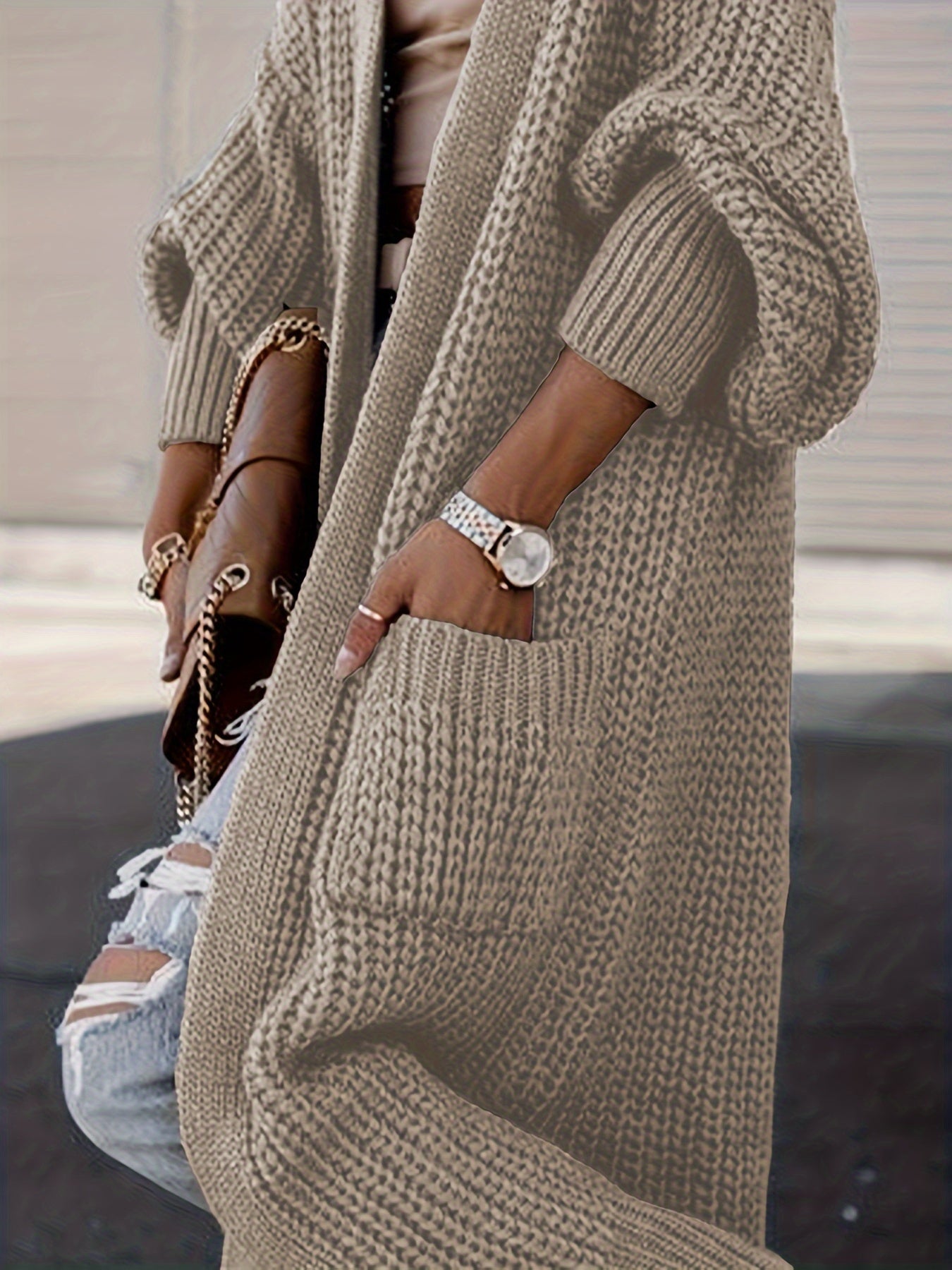 Lässiger Strickcardigan aus Wolle mit Taschen für Damen | Perfekt für den Alltag 1