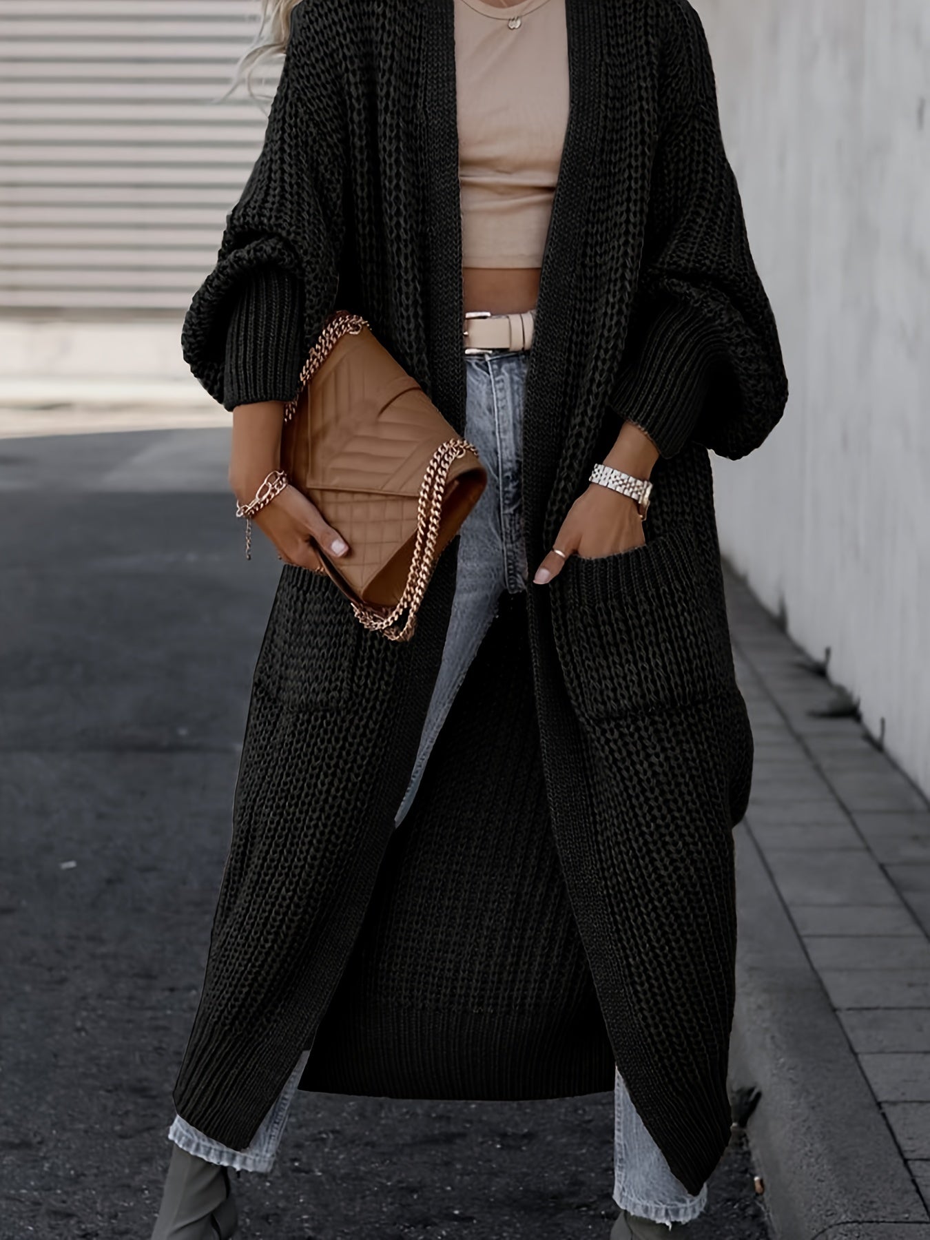 Lässiger Strickcardigan aus Wolle mit Taschen für Damen | Perfekt für den Alltag 2