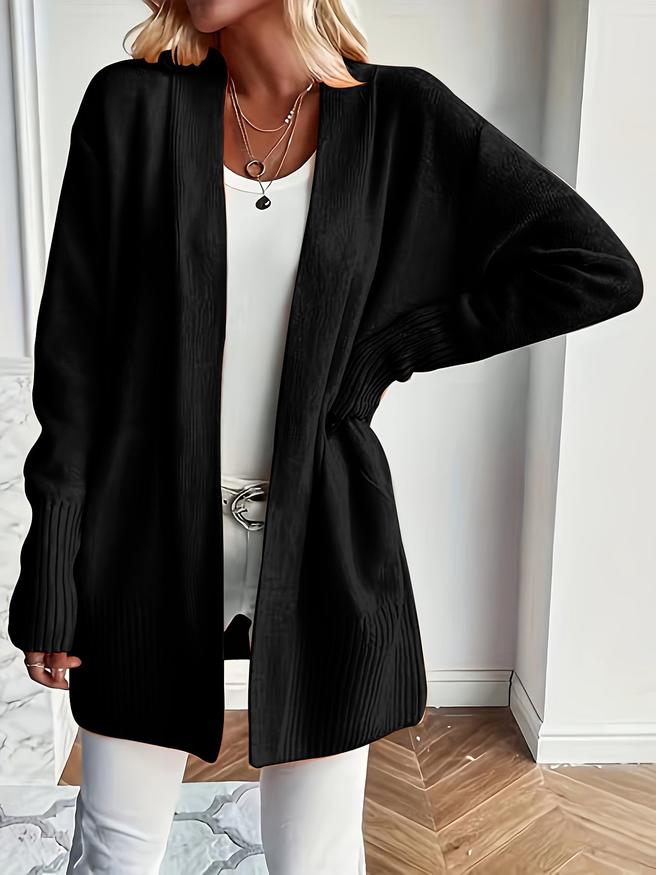 Lässiger Strickwaren-Woll-Cardigan mit Tasche für Damen | Perfekt für den Alltag 10