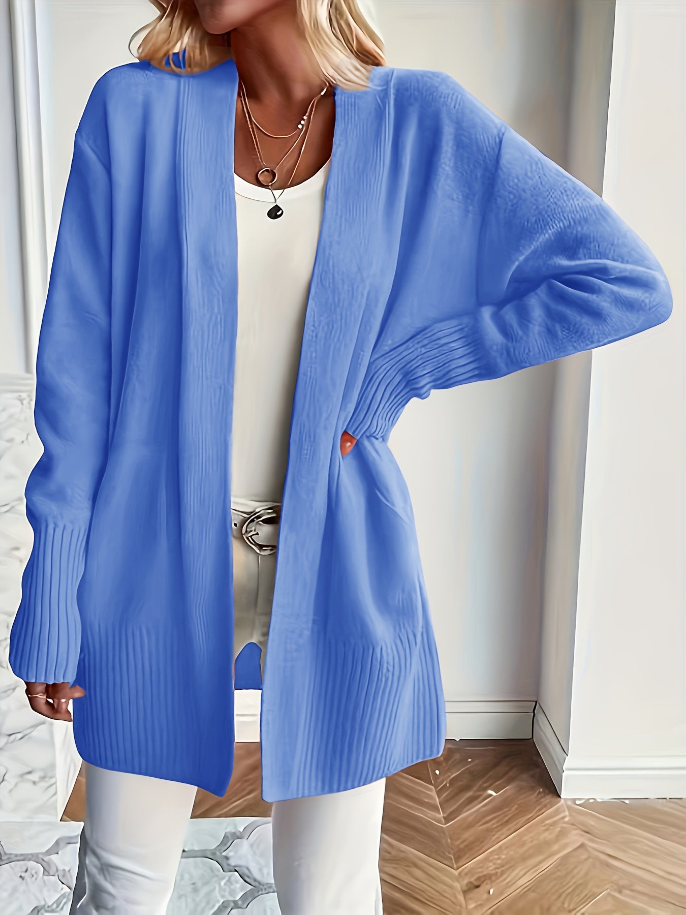 Lässiger Strickwaren-Woll-Cardigan mit Tasche für Damen | Perfekt für den Alltag 2