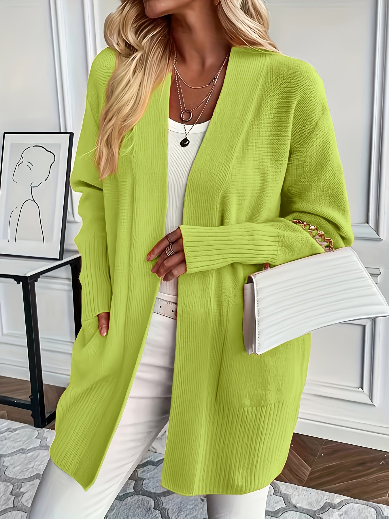 Lässiger Strickwaren-Woll-Cardigan mit Tasche für Damen | Perfekt für den Alltag 5