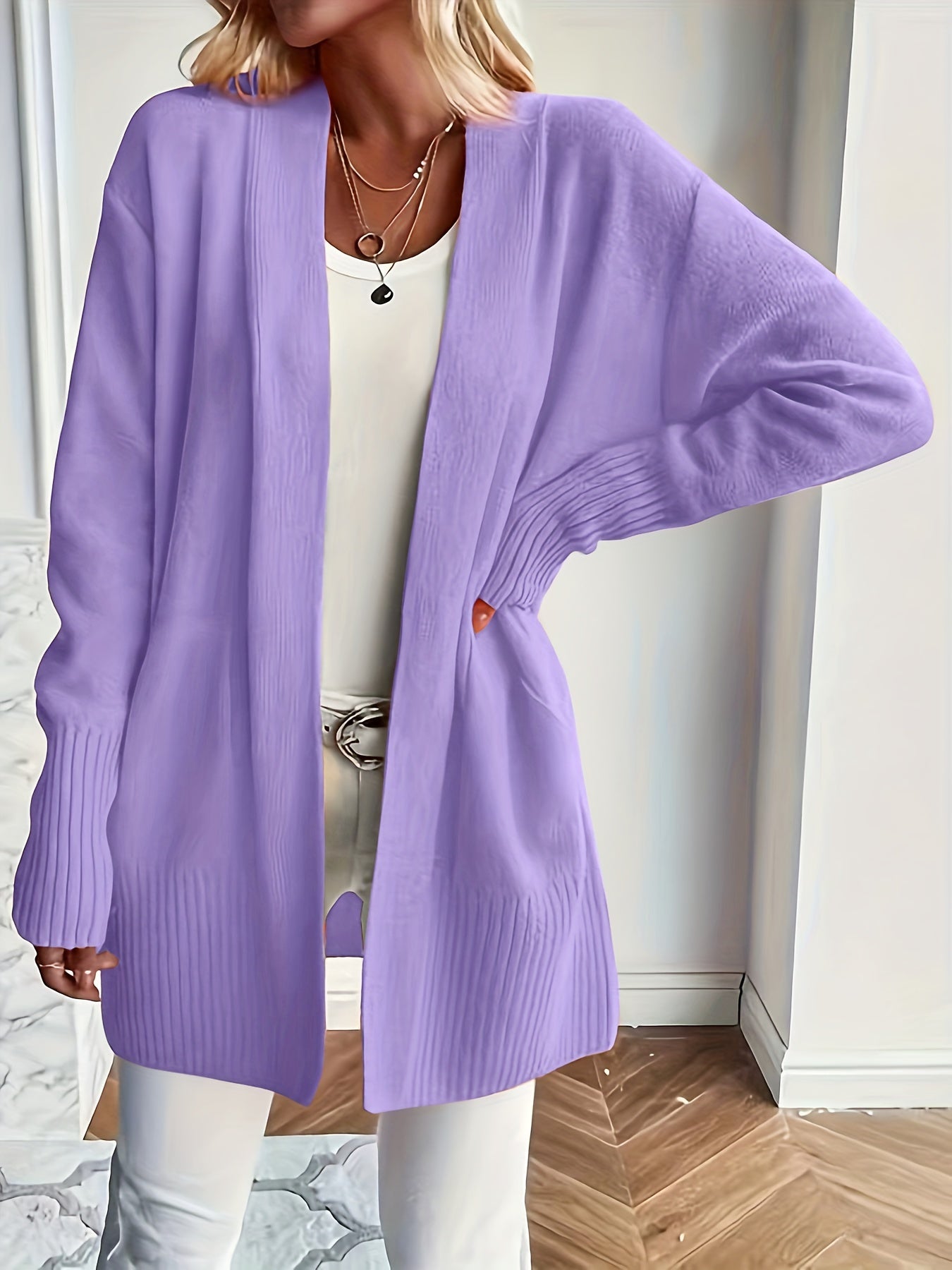 Lässiger Strickwaren-Woll-Cardigan mit Tasche für Damen | Perfekt für den Alltag 7