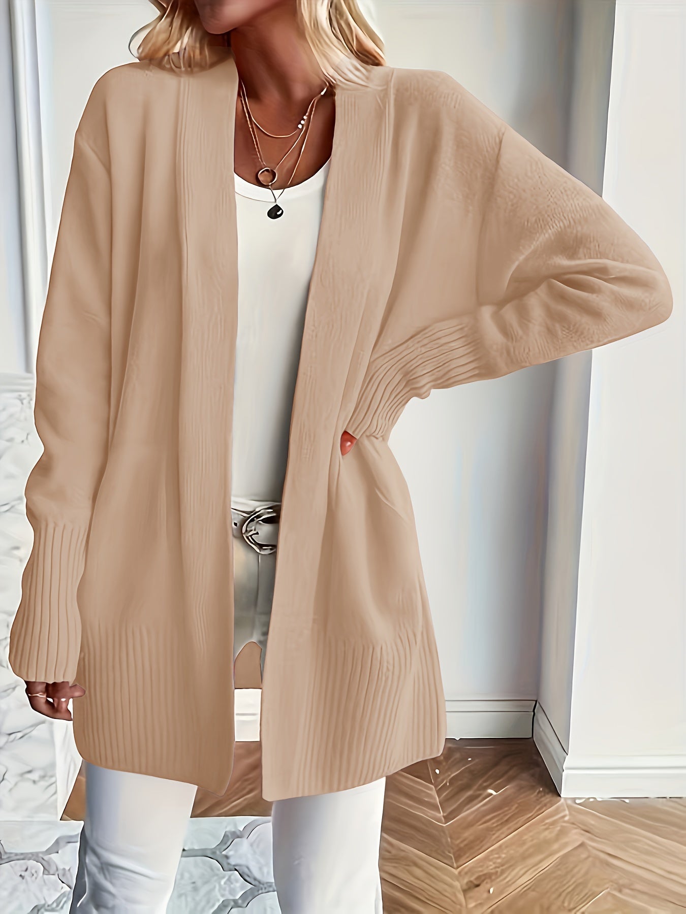 Lässiger Strickwaren-Woll-Cardigan mit Tasche für Damen | Perfekt für den Alltag 8