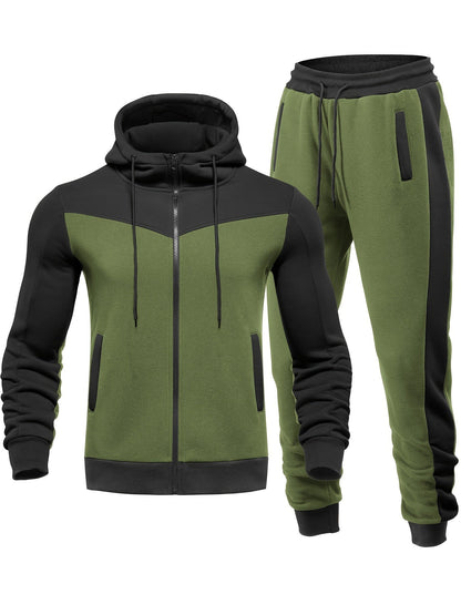 Lässiger Unifarbener Trainingsanzug Mit Kragen Jacke Und Hose Für Herren | Perfekt für lässige Tage 1