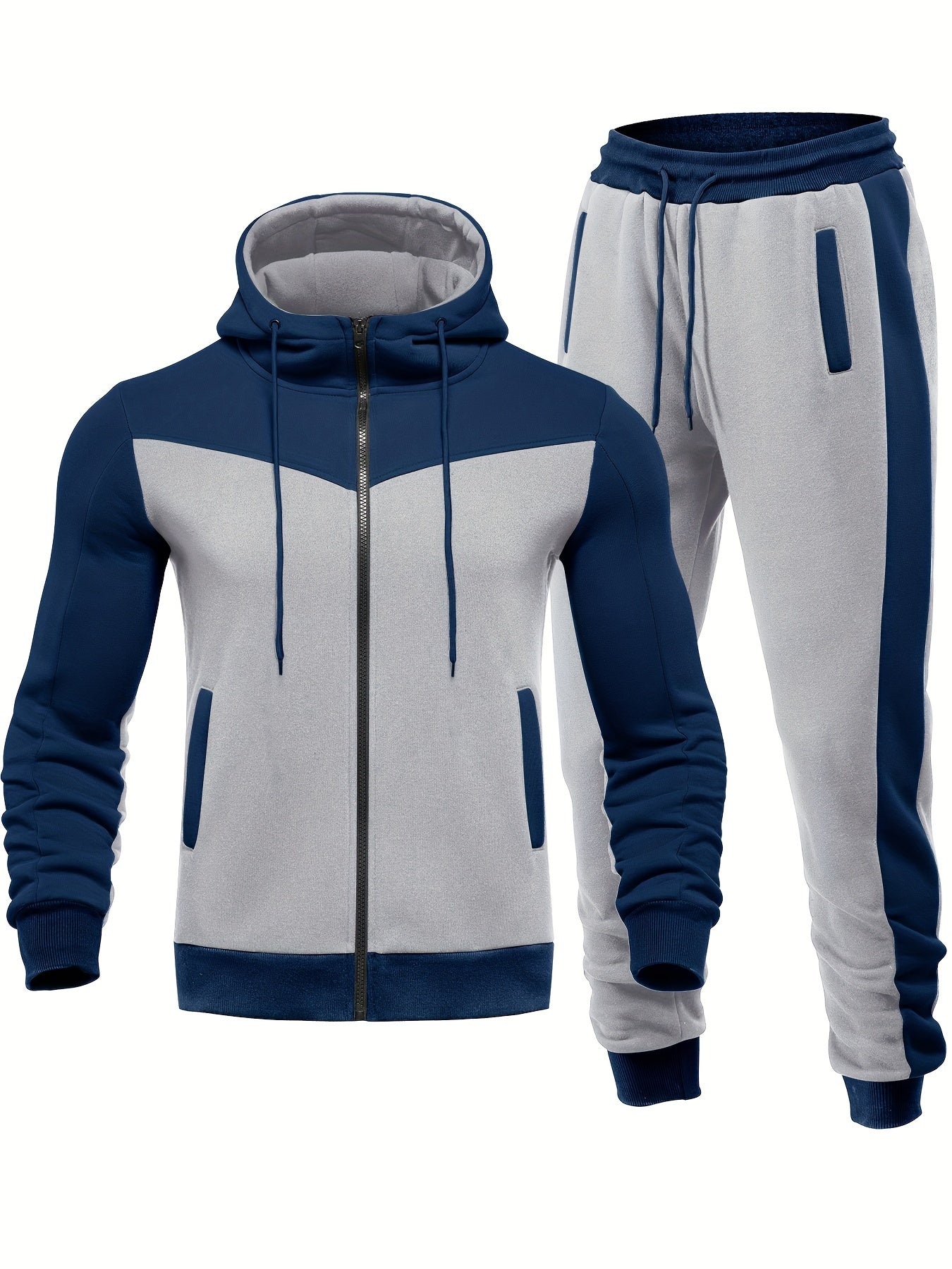 Lässiger Unifarbener Trainingsanzug Mit Kragen Jacke Und Hose Für Herren | Perfekt für lässige Tage 4