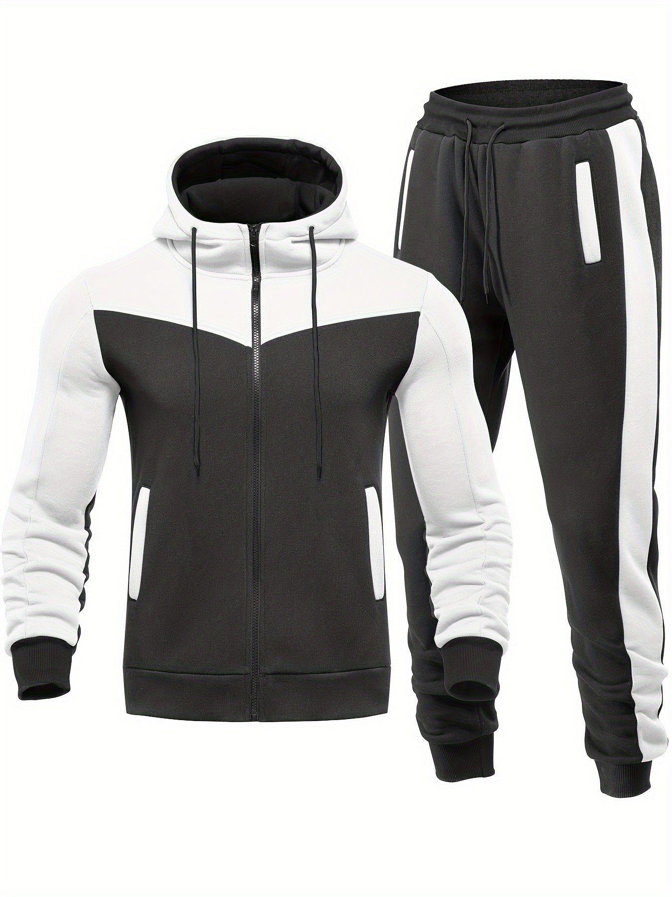 Lässiger Unifarbener Trainingsanzug Mit Kragen Jacke Und Hose Für Herren | Perfekt für lässige Tage 7