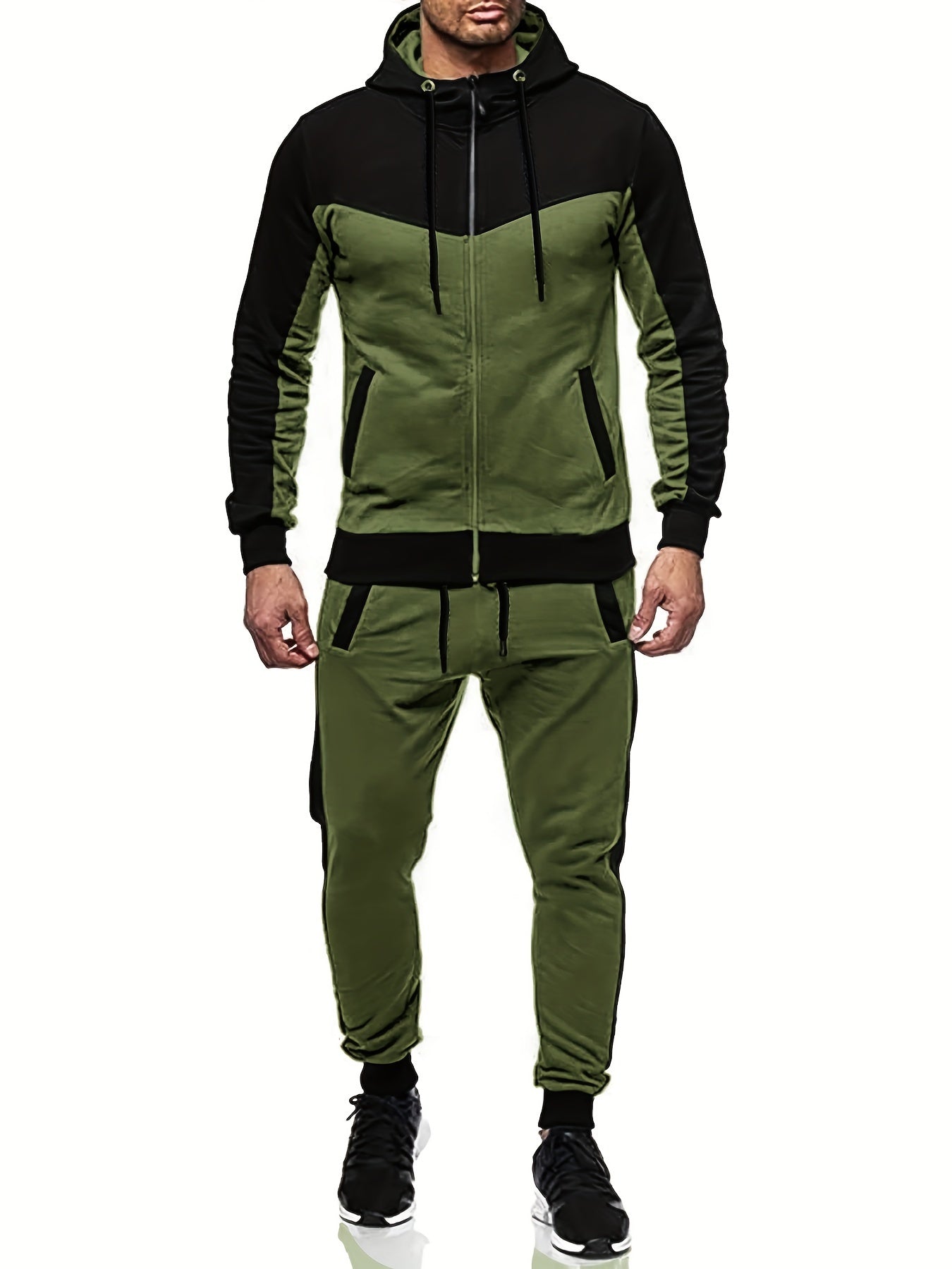 Lässiger Unifarbener Trainingsanzug Mit Kragen Jacke Und Hose Für Herren | Perfekt für lässige Tage 8