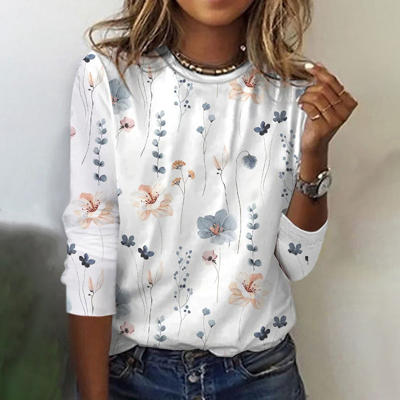 Lässiges T-Shirt Mit Blumendruck 0
