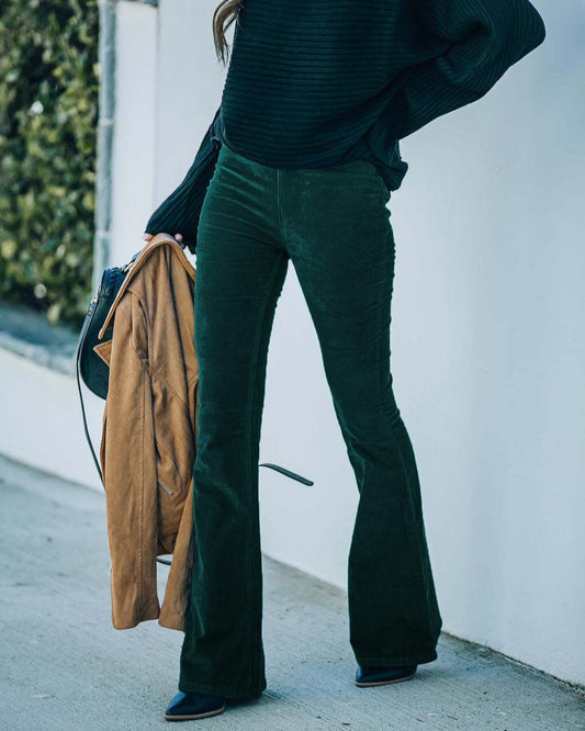 Laure - Elastische Taille Lässige Hose Schlanke ausgestellte Hose 0