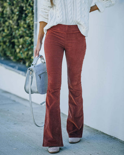 Laure - Elastische Taille Lässige Hose Schlanke ausgestellte Hose 2