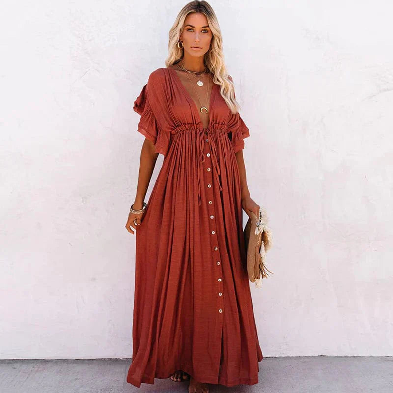 Leichtes Strandkleid mit lockerer Passform und fließendem Design – Perfekt für Sommerurlaub & Strandspaziergänge 0