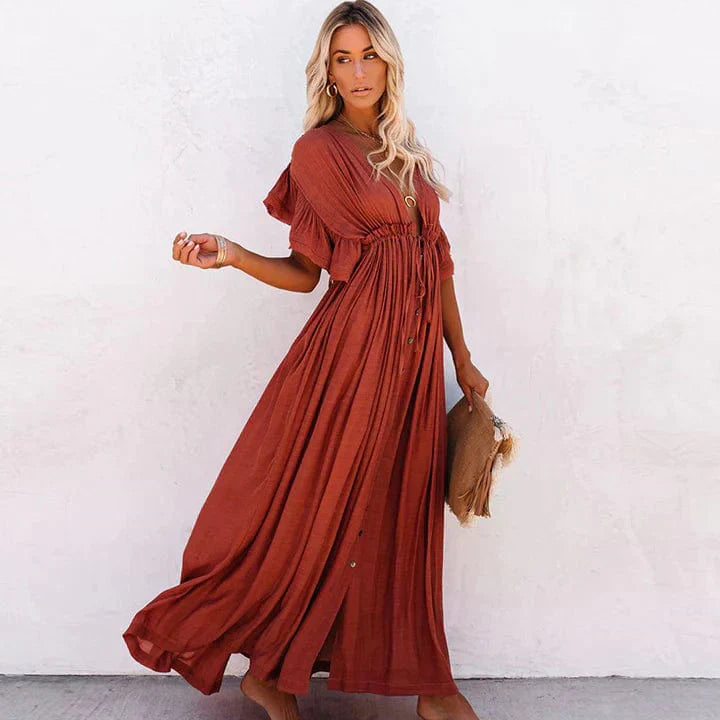 Leichtes Strandkleid mit lockerer Passform und fließendem Design – Perfekt für Sommerurlaub & Strandspaziergänge 1