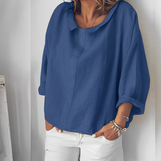 Leinenbluse mit losem kragen - isolde 0