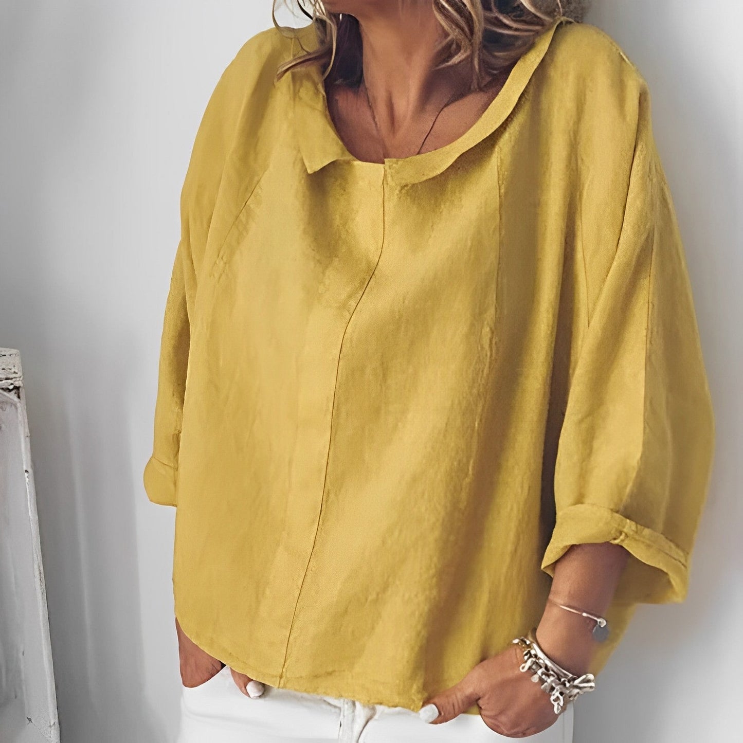 Leinenbluse mit losem kragen - isolde 1