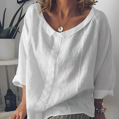 Leinenbluse mit losem kragen - isolde 2