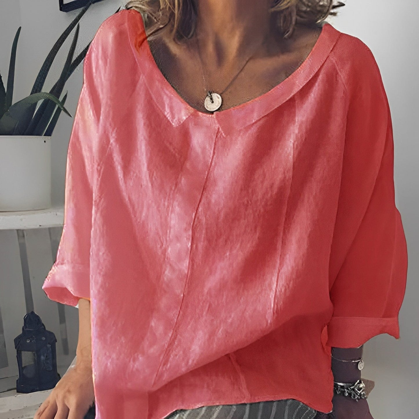 Leinenbluse mit losem kragen - isolde 3
