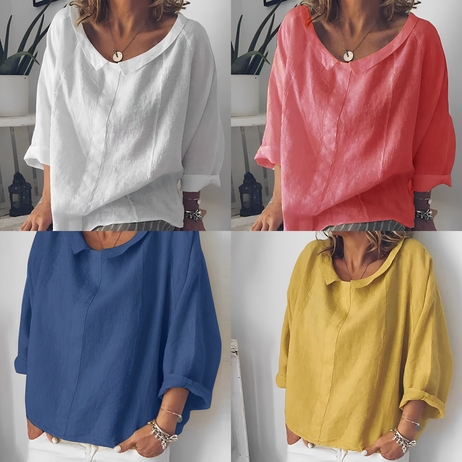 Leinenbluse mit losem kragen - isolde 4