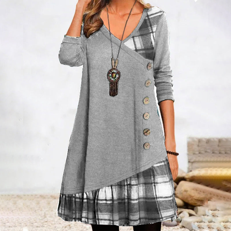 Lillie - Langärmeliges kariertes Kleid 0