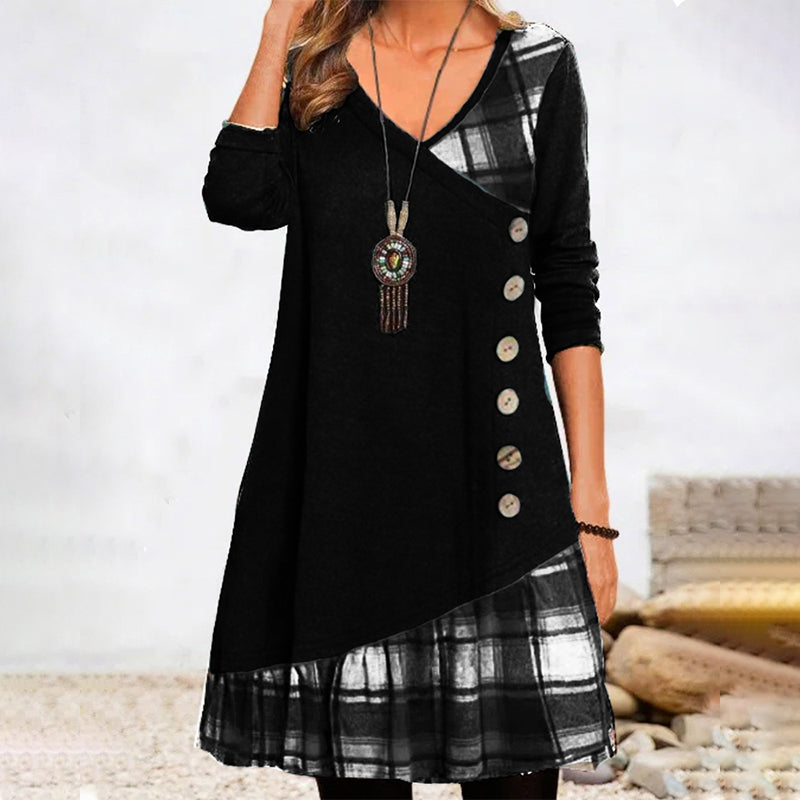 Lillie - Langärmeliges kariertes Kleid 1