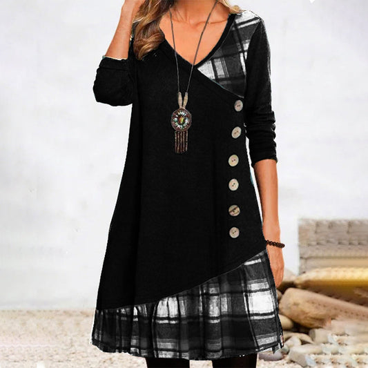 Lillie - Langärmeliges kariertes Kleid 1