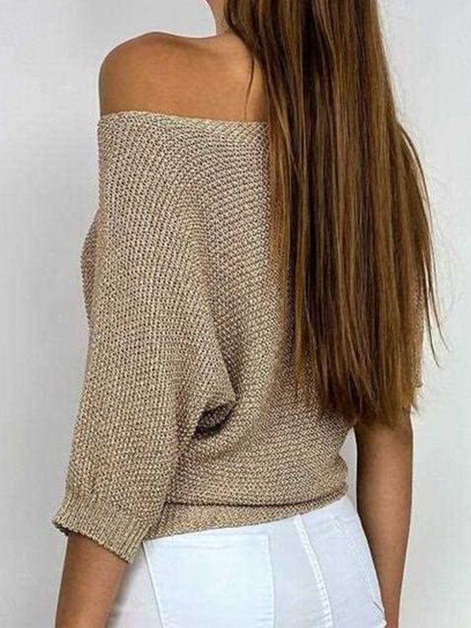 Lucile - Goldfarbener einfarbiger Pullover mit Rundhalsausschnitt 2