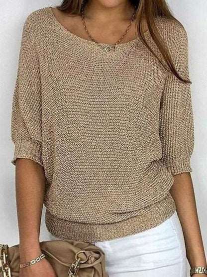 Lucile - Goldfarbener einfarbiger Pullover mit Rundhalsausschnitt 3
