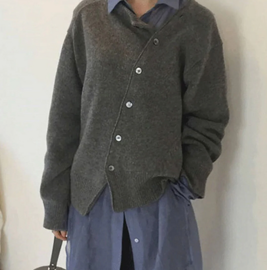 MELLY - Weiche strickjacke mit diagonalem Knopfverschluss 1