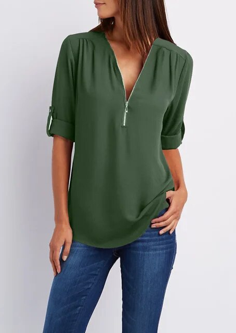 Maica | Damen Bluse Mit Reissverschluss 3