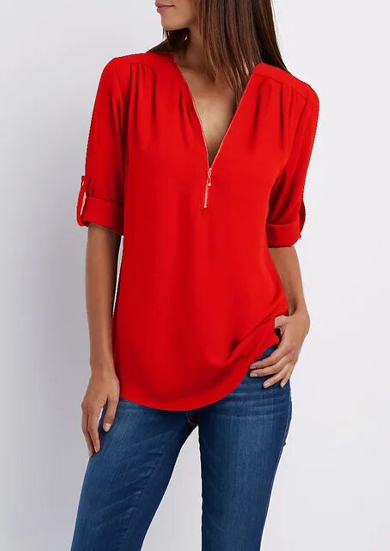 Maica | Damen Bluse Mit Reissverschluss 4
