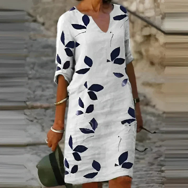 Mavis – atemberaubendes sommerkleid mit blätterprint für damen 0