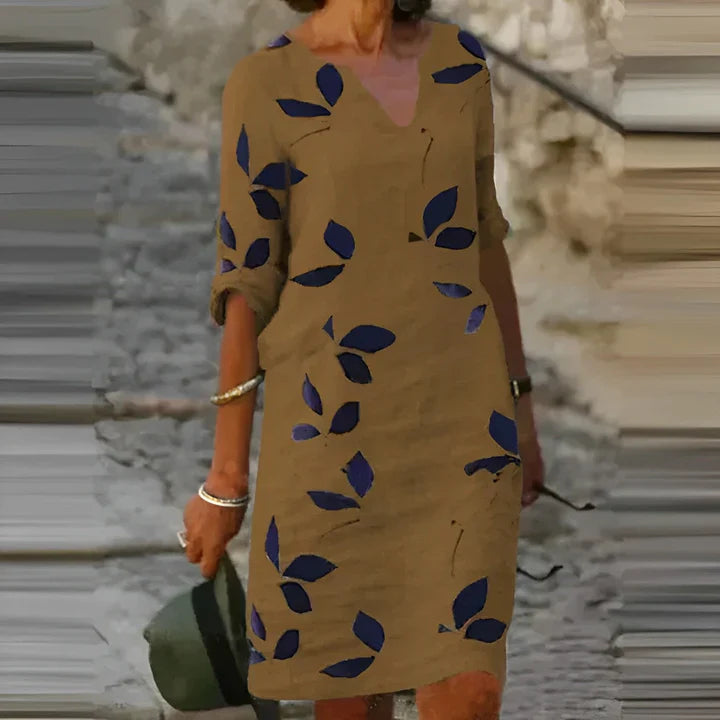 Mavis – atemberaubendes sommerkleid mit blätterprint für damen 2