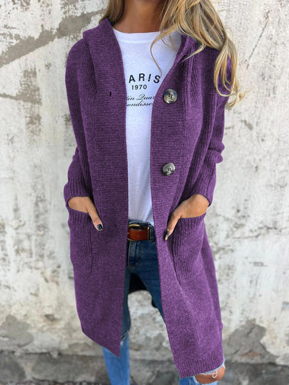 Mayme - Langer Strickcardigan mit Kapuze 5