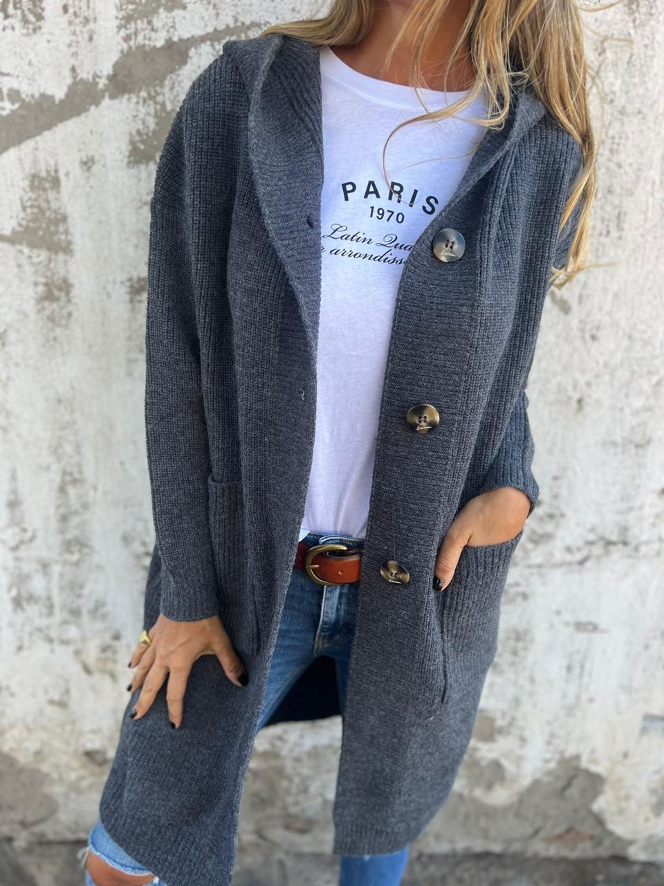Mayme - Langer Strickcardigan mit Kapuze 8