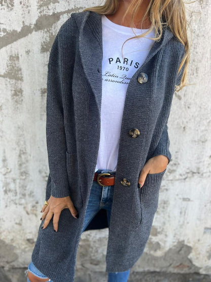 Mayme - Langer Strickcardigan mit Kapuze 8