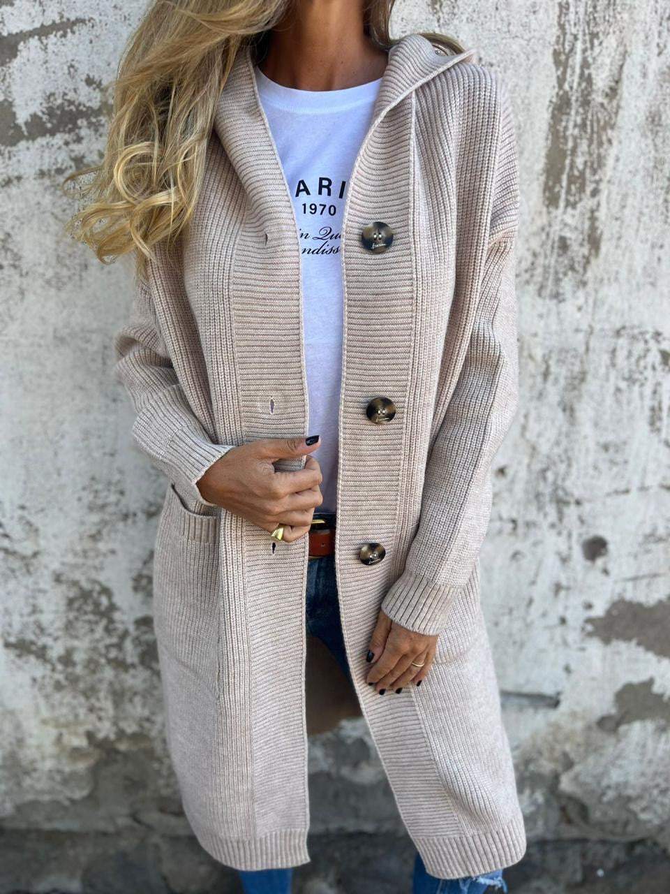 Mayme - Langer Strickcardigan mit Kapuze 9