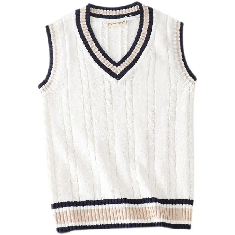 Old Money Style V Ausschnitt Retro Pullover Weste für Herren 0
