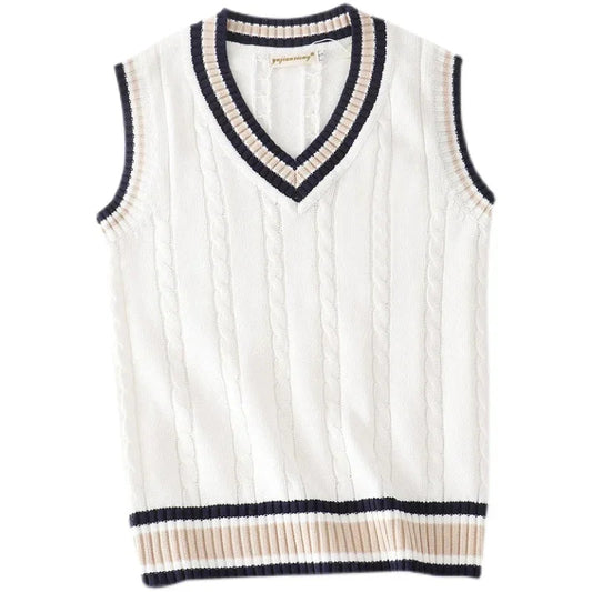 Old Money Style V Ausschnitt Retro Pullover Weste für Herren 0